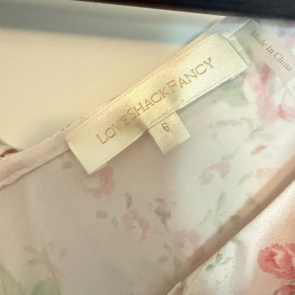 LoveShackFancy “Frankie” Light Pink Ruffle V-Neck Mini Dress - Picture 3 of 4